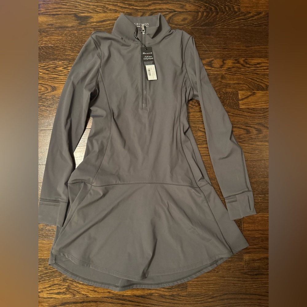 Greyson Long Sleeve Hera Dress NEW Grey Performance NWT Small S